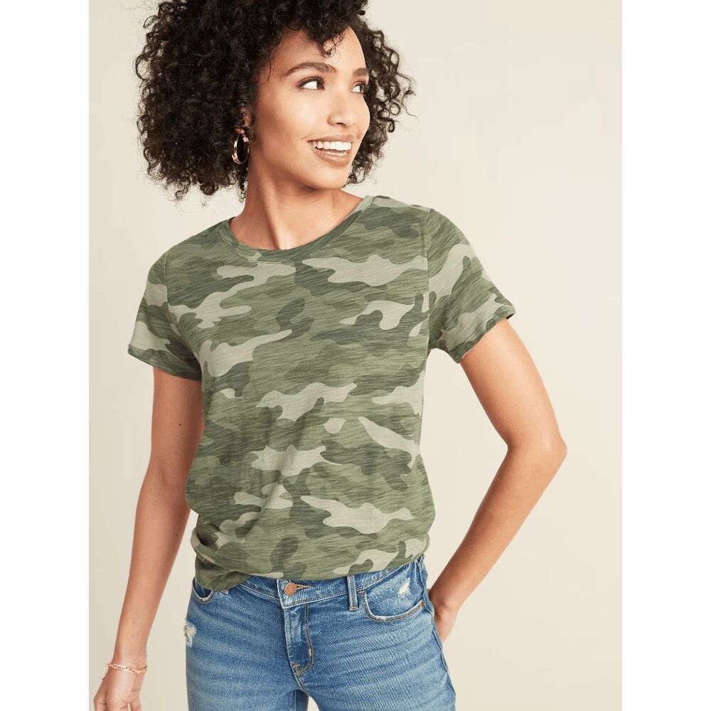 Old Navy Women's EveryWear Slub-Knit Crewneck T-Shirt - Camo S